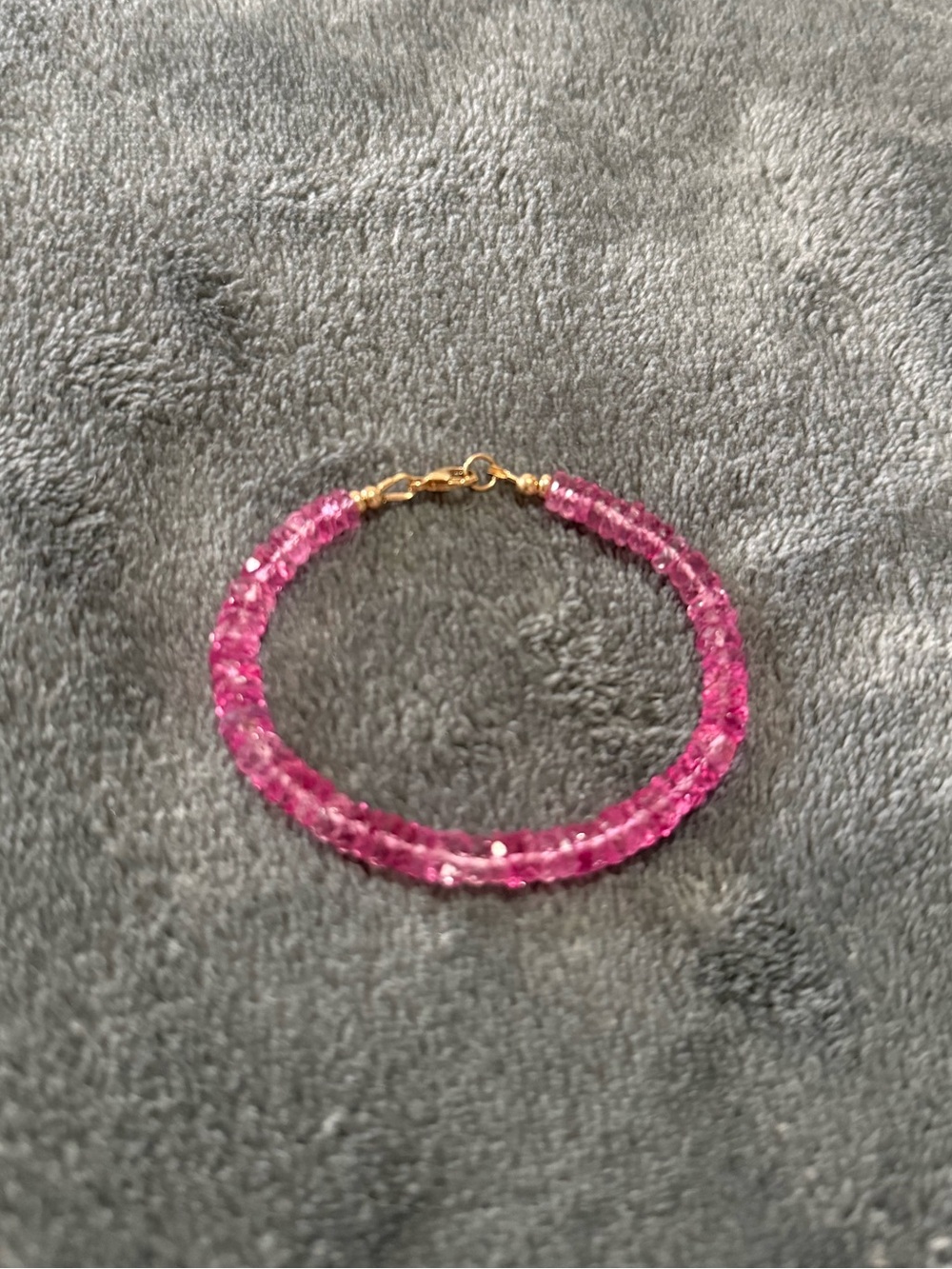 14k Hot Pink Topaz Heishi Bracelet - Picture 5 of 12
